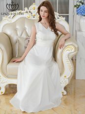 画像9: [ XS-Lサイズ / 7カラー][ERUKEI/GINZA COUTURE]サテン・シンプル・Vネック・ノースリーブ・ウエストマーク・Aライン・ロングドレス[送料無料] (9)