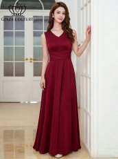 画像19: [ XS-Lサイズ / 7カラー][ERUKEI/GINZA COUTURE]サテン・シンプル・Vネック・ノースリーブ・ウエストマーク・Aライン・ロングドレス[送料無料] (19)