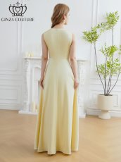 画像11: [ XS-Lサイズ / 7カラー][ERUKEI/GINZA COUTURE]サテン・シンプル・Vネック・ノースリーブ・ウエストマーク・Aライン・ロングドレス[送料無料] (11)