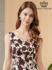 画像4: [ XS-Lサイズ / 1カラー][ERUKEI/GINZA COUTURE]花柄・プリント・ノースリーブ・Aライン・ミディアムドレス・ワンピース[送料無料] (4)