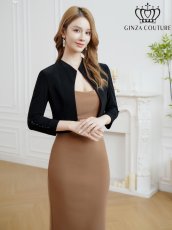 画像1: [ XS-XLサイズ / 2カラー ][ERUKEI/GINZA COUTURE]シンプル・無地・くるみボタン・ストレッチ・ジャケット風・ボレロ[送料無料] (1)