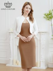 画像4: [ XS-XLサイズ / 2カラー ][ERUKEI/GINZA COUTURE]シンプル・無地・くるみボタン・ストレッチ・ジャケット風・ボレロ[送料無料] (4)