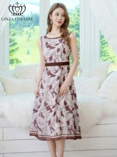 画像2: [ XS-Lサイズ / 1カラー][ERUKEI/GINZA COUTURE]シフォン・プリント・切替・Aライン・ノースリーブ・ミディアムドレス・ワンピース[送料無料] (2)
