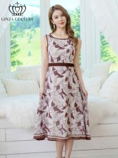 画像5: [ XS-Lサイズ / 1カラー][ERUKEI/GINZA COUTURE]シフォン・プリント・切替・Aライン・ノースリーブ・ミディアムドレス・ワンピース[送料無料] (5)