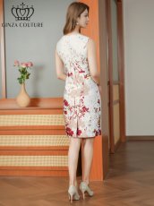 画像3: [ XS-Lサイズ / 2カラー][ERUKEI/GINZA COUTURE]ジャガード・花柄・金糸・ノースリーブ・タイト・ミディアムドレス・ワンピース[送料無料] (3)