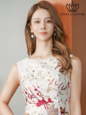 画像4: [ XS-Lサイズ / 2カラー][ERUKEI/GINZA COUTURE]ジャガード・花柄・金糸・ノースリーブ・タイト・ミディアムドレス・ワンピース[送料無料] (4)