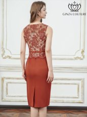 画像3: [ XS-Lサイズ / 1カラー][ERUKEI/GINZA COUTURE]レース・サテン・切替・ウエストマーク・上品・タイト・ミディアムドレス・ワンピース[送料無料] (3)