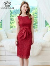 画像7: [ XS-Lサイズ / 2カラー][ERUKEI/GINZA COUTURE]総レース・ウエストリボン・ノースリーブ・タイト・膝丈・ミディアムドレス・ワンピース[送料無料] (7)