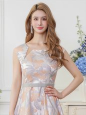 画像4: [ERUKEI/GINZA COUTURE]フレンチスリーブ・カットアウト・花柄 ジャガード・フィッシュテール・Aライン・ミディアムドレス・ワンピース[送料無料] (4)