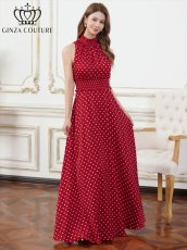 画像7: [ XS-Lサイズ / 2カラー][ERUKEI/GINZA COUTURE]ホワイト×ブラック・レッド×ホワイト・ドット・首元フリル・ウエストマーク・マキシ・アメリカンスリーブ・Aライン・ロングドレス[送料無料] (7)