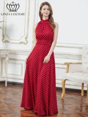 画像11: [ XS-Lサイズ / 2カラー][ERUKEI/GINZA COUTURE]ホワイト×ブラック・レッド×ホワイト・ドット・首元フリル・ウエストマーク・マキシ・アメリカンスリーブ・Aライン・ロングドレス[送料無料] (11)