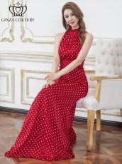 画像12: [ XS-Lサイズ / 2カラー][ERUKEI/GINZA COUTURE]ホワイト×ブラック・レッド×ホワイト・ドット・首元フリル・ウエストマーク・マキシ・アメリカンスリーブ・Aライン・ロングドレス[送料無料] (12)