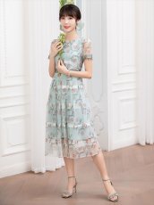 画像11: [ XS-Lサイズ / 2カラー ][ERUKEI/GINZA COUTURE]グリーン・ピンク・チュール・Aライン・ミディアムドレス・ワンピース[送料無料] (11)