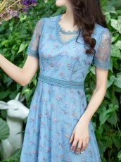 画像8: [ XS-Lサイズ / 2カラー ][ERUKEI/GINZA COUTURE]パープル・ブルー・チュール・Aライン・ミディアムドレス・ワンピース[送料無料] (8)