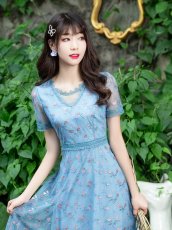 画像10: [ XS-Lサイズ / 2カラー ][ERUKEI/GINZA COUTURE]パープル・ブルー・チュール・Aライン・ミディアムドレス・ワンピース[送料無料] (10)