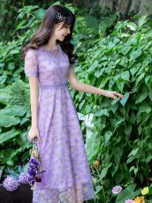 画像3: [ XS-Lサイズ / 2カラー ][ERUKEI/GINZA COUTURE]パープル・ブルー・チュール・Aライン・ミディアムドレス・ワンピース[送料無料] (3)