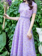 画像7: [ XS-Lサイズ / 2カラー ][ERUKEI/GINZA COUTURE]パープル・ブルー・チュール・Aライン・ミディアムドレス・ワンピース[送料無料] (7)