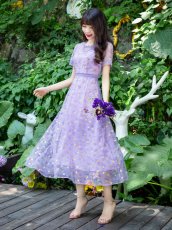 画像11: [ XS-Lサイズ / 2カラー ][ERUKEI/GINZA COUTURE]パープル・ブルー・チュール・Aライン・ミディアムドレス・ワンピース[送料無料] (11)