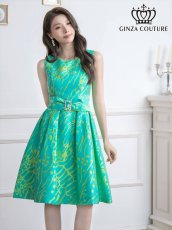 画像12: [SALE品のため返品不可＆再入荷なしの現品限り][ERUKEI]プリント・パールビジュー・ウエストマーク・ノースリーブ・フレア・Aライン・ミニドレス・ワンピース[黒木麗奈着用][送料無料] (12)