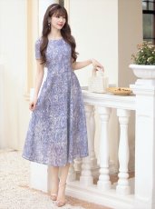 画像5: [ERUKEI/GINZA COUTURE]グレー・半袖・フラワープリント・総レース・Aライン・ミディアムドレス・ワンピース[送料無料] (5)