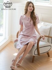画像1: [SALE品のため返品不可＆再入荷なしの現品限り][ERUKEI/GINZA COUTURE]ピンク・レッド・半袖・シンプル・Ａライン・ミニドレス・ワンピース[送料無料] (1)