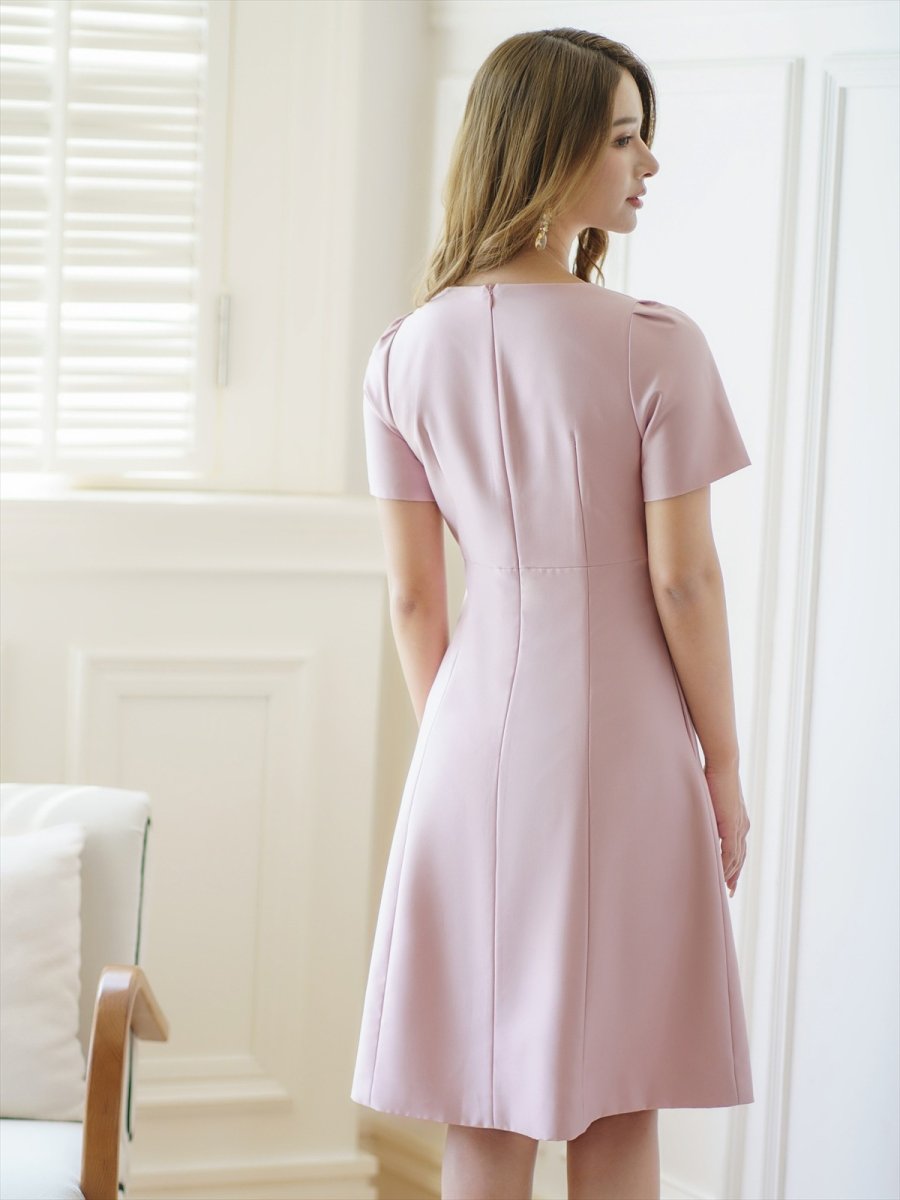 画像7: [SALE品のため返品不可＆再入荷なしの現品限り][ERUKEI/GINZA COUTURE]ピンク・レッド・半袖・シンプル・Ａライン・ミニドレス・ワンピース[送料無料] (7)