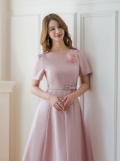 画像10: [ERUKEI/GINZA COUTURE]ピンク・レッド・ホワイト・半袖・シンプル・Ａライン・花・ミディアムドレス・ワンピース[送料無料] (10)