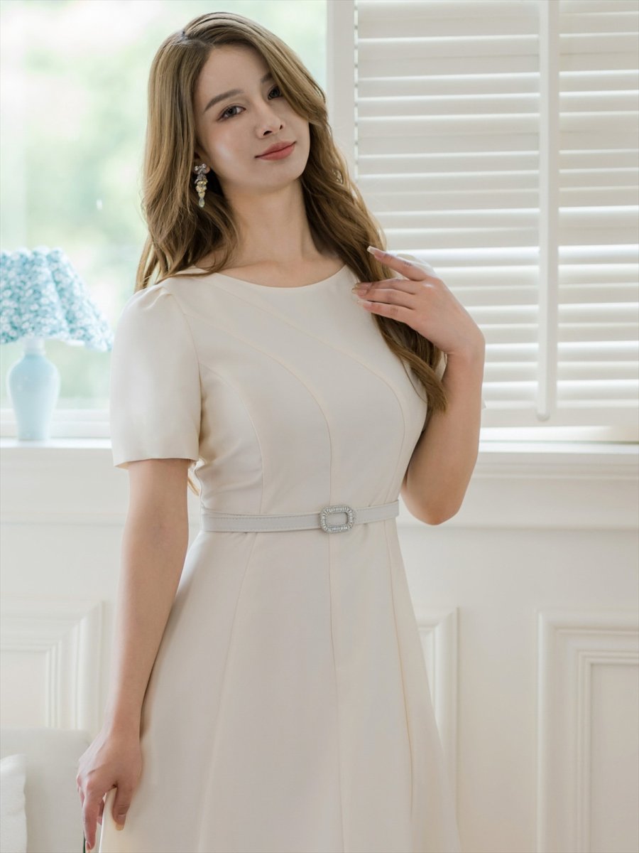 画像12: [ERUKEI/GINZA COUTURE]ピンク・レッド・ホワイト・半袖・シンプル・Ａライン・花・ミディアムドレス・ワンピース[送料無料] (12)