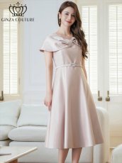 画像3: [ERUKEI/GINZA COUTURE]レッド・ブラック・ピンク・ケープ風・ベルト・シンプル・Ａライン・ミディアムドレス・ワンピース[送料無料] (3)