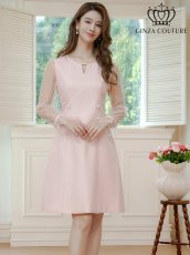 画像4: [ERUKEI/GINZA COUTURE]長そで・シースルー・ドット・パール・ビジューボタン・Aライン・ミニドレス・ワンピース[送料無料] (4)