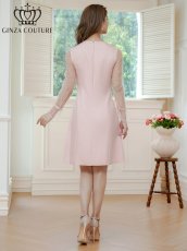 画像6: [ERUKEI/GINZA COUTURE]長そで・シースルー・ドット・パール・ビジューボタン・Aライン・ミニドレス・ワンピース[送料無料] (6)