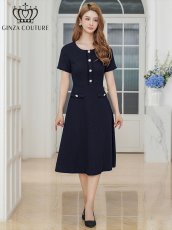 画像10: [ERUKEI/GINZA COUTURE]フリンジ・ビジュー・パールボタン・上品・半袖・Aライン・ミディアムドレス・ワンピース[送料無料] (10)