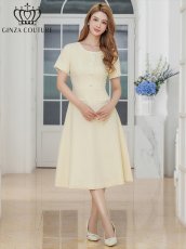 画像9: [ERUKEI/GINZA COUTURE]フリンジ・ビジュー・パールボタン・上品・半袖・Aライン・ミディアムドレス・ワンピース[送料無料] (9)