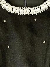 画像13: [ XS-Lサイズ / 3カラー][ERUKEI/GINZA COUTURE]アイボリー・ピンク・ブラック半袖・パール・ラインストーン・Aライン・ミニドレス・ワンピース[送料無料] (13)