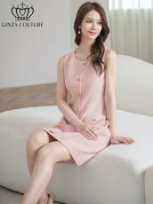 画像6: [ XS-Lサイズ / 3カラー][ERUKEI/GINZA COUTURE]ツイード・フリンジ・ノースリーブ・ビジューボタン・ポケット・Aライン・ミニドレス・ワンピース[送料無料] (6)