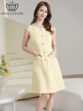 画像8: [ XS-Lサイズ / 3カラー][ERUKEI/GINZA COUTURE]ツイード・フリンジ・ノースリーブ・ビジューボタン・ポケット・Aライン・ミニドレス・ワンピース[送料無料] (8)