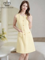 画像14: [ XS-Lサイズ / 3カラー][ERUKEI/GINZA COUTURE]ツイード・フリンジ・ノースリーブ・ビジューボタン・ポケット・Aライン・ミニドレス・ワンピース[送料無料] (14)