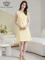 画像17: [ XS-Lサイズ / 3カラー][ERUKEI/GINZA COUTURE]ツイード・フリンジ・ノースリーブ・ビジューボタン・ポケット・Aライン・ミニドレス・ワンピース[送料無料] (17)
