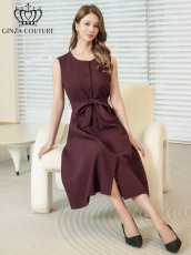 画像6: [2カラー/XS-L][ERUKEI/GINZA COUTURE]ワンカラー・シンプル・ノースリーブ・前ボタン・リボンベルト・ポケット・Aライン・ミディアムドレス・ワンピース[送料無料] (6)