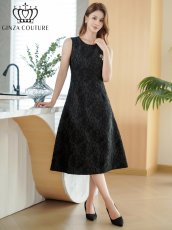 画像8: [ XS-Lサイズ / 2カラー][ERUKEI]花柄・シワ加工・ノースリーブ・ブローチ・ポケット・Aライン・ミディアムドレス・ワンピース[送料無料] (8)