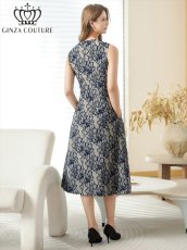 画像3: [ XS-Lサイズ / 2カラー][ERUKEI]花柄・シワ加工・ノースリーブ・ブローチ・ポケット・Aライン・ミディアムドレス・ワンピース[送料無料] (3)