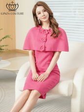 画像7: [ XS-Lサイズ / 2カラー][ERUKEI/GINZA COUTURE]ツイード・ケープ・お花・ノースリーブ・タイト・ミディアムドレス・ワンピース[送料無料] (7)