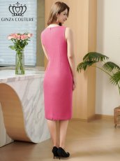 画像9: [ XS-Lサイズ / 2カラー][ERUKEI/GINZA COUTURE]ツイード・ケープ・お花・ノースリーブ・タイト・ミディアムドレス・ワンピース[送料無料] (9)