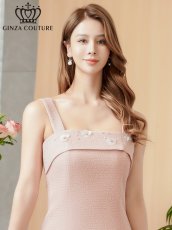 画像4: [ XS-Lサイズ / 2カラー ][ERUKEI/GINZA COUTURE]ワンカラー・ツイード・お花・スパンコール・ビーズ・タイト・ミディアムドレス・ワンピース[送料無料] (4)