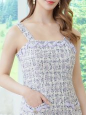 画像4: [ XS-Lサイズ / 2カラー][ERUKEI/GINZA COUTURE]ノースリーブ・ツイード・リボン・ビジューボタン・ポケット・金糸・タイト・ミディアムドレス・ワンピース[送料無料] (4)