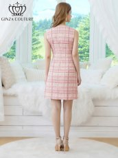 画像3: [ XS-Lサイズ / 2カラー][ERUKEI/GINZA COUTURE]チェック柄・ツイード・ノースリーブ・ビジューボタン・ポケット・Aライン・ミニドレス・ワンピース[送料無料] (3)