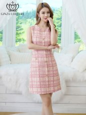 画像6: [ XS-Lサイズ / 2カラー][ERUKEI/GINZA COUTURE]チェック柄・ツイード・ノースリーブ・ビジューボタン・ポケット・Aライン・ミニドレス・ワンピース[送料無料] (6)