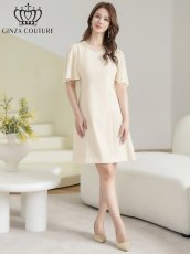 画像6: [ XS-Lサイズ / 2カラー][ERUKEI/GINZA COUTURE]シンプル・ラインストーン・パール・フリルスリーブ・Aライン・ミニドレス・ワンピース[送料無料] (6)