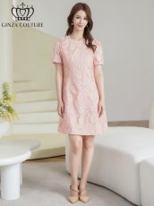 画像5: [ XS-Lサイズ / 2カラー]ERUKEI/GINZA COUTURE]フリンジジャガード・ラインストーン・パール・半袖・フリル・Aライン・ミニドレス・ワンピース[送料無料] (5)