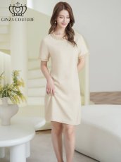 画像2: [ XS-Lサイズ / 2カラー][ERUKEI/GINZA COUTURE]シンプル・スパンコール・無地・フリル・半袖・Aライン・ミニドレス・ワンピース[送料無料] (2)